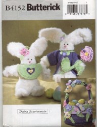 4152 BUTTERICK 10'' BOY, GIRL EASTER BUNNIES, 12'' BASKET PATTERN